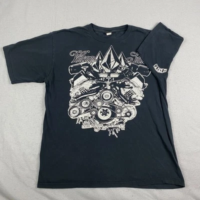 Vintage Y2K Volcom Mens T-shirt XL Black Motor engine short sleeve - Image 1 of 4