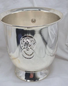 1960s MCM French Silver Plate Champagne Bucket with Lion Head Handles - Picture 1 of 8