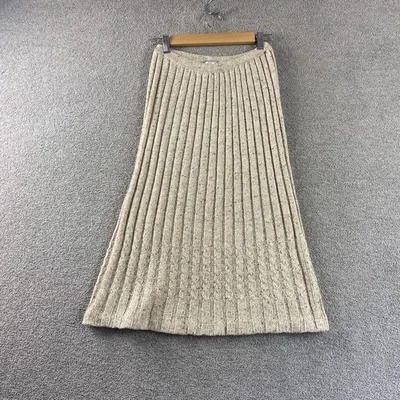 Marisa Christina Women’s Skirt Beige Wool Blend Knit Ribbed Cable Midi Vintage - Image 1 of 4