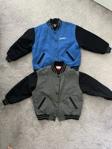 Lot Of 2 American Girl Wool Varsity Jacket Youth Girls Medium Blue & Gray - Picture 1 of 6