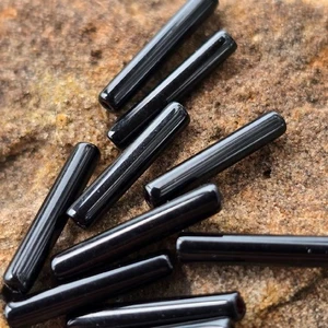 (10) Vintage German Glass Beads | Black Bugle Tube Beads  | 14mm | DIY Jewelry - Picture 1 of 3