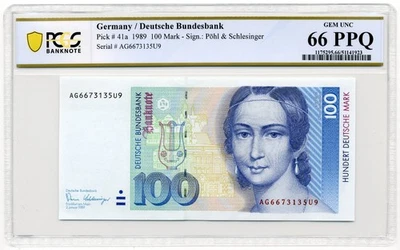 1989 100 Mark Germany, Pick# 41a - PCGS GEM UNC 66 PPQ - Image 1 of 2