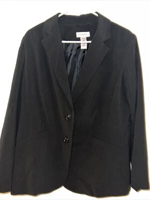 Blazer preto Covington feminino entalhe lapela peito único tamanho 14 2 botões 179 - Imagem 1 de 4