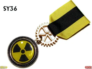 Steampunk Medal pin drape badge brooch warning virus biohazard radiation #MSY36 - Picture 1 of 5