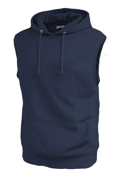 男式无袖套衫连帽运动衫纯色棉背心连帽口袋 — 第 1/1 张图片