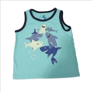 Boy's Place Sport Shark Tank Top, 18-24M, Teal Summer Vacation Comfy - Picture 1 of 4