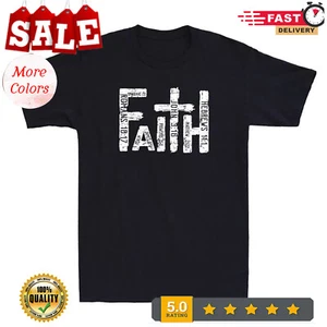 Faith Cross Christian Bible Verse Religious Jesus Christ Vintage Men's T-Shirt - Picture 1 of 20