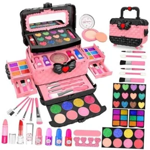 54 Pcs Kids Makeup Kit for Girls, Princess Real Washable Pretend Play Pink - Picture 1 of 8