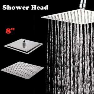 8" Square Shower Head Rainfall Chrome Stainless Shower Faucet Top Sprayer - Bild 1 von 7
