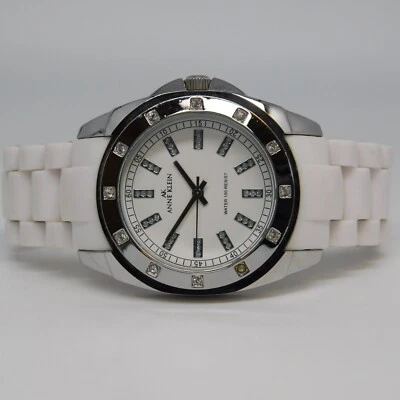 ANNE KLEIN 10/9179 白色石英模拟女式手表尺寸 6 3/4英寸新电池 — 第 1/4 张图片