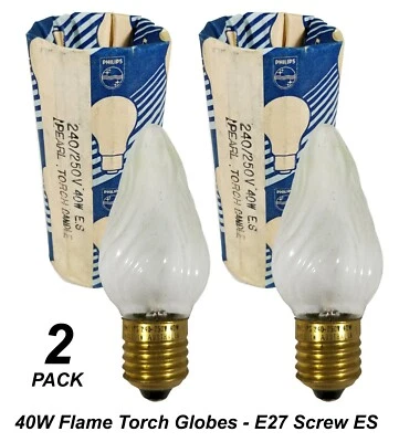 2 x 40W Incandescent Candle Light Globes Bulbs Lamps E27 Screw Pearl Frosted - Image 1 of 2