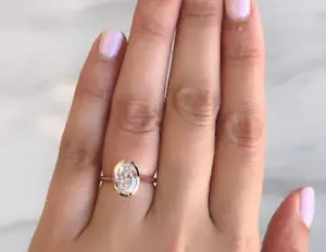 2.44 CT moissanite 925 Silver Engagement Round Cut Bezel Ring - Picture 1 of 5