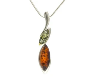 NATURAL BALTIC AMBER Jewellery Gemstone STERLING SILVER 925 PENDANT NECKLACE - Picture 1 of 10