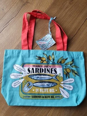 Trader Joe's Cotton Shopper/ Tote Bag Sardines Toast (Now Retired) UK Seller - Image 1 of 4
