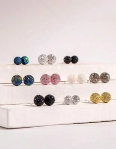 Wholesale Earrings Studs Lot 10 Pairs Chunky Pierced Ball Round Pink Blue - Picture 1 of 4