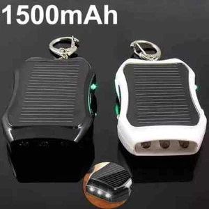Solar Battery Charger With 3 LED Flashlight And Keychain Portable 1500amh Mobile - Picture 1 of 26
