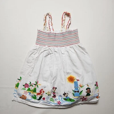 Disney Store Strappy Dress Girls Size Small White Lined Ariel Mickey N5 - Image 1 of 4