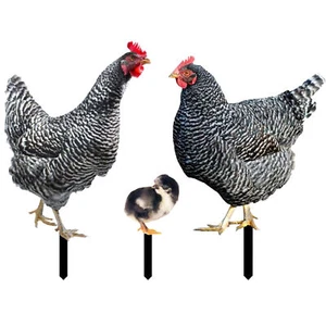 3Pcs Chicken Stake Family Decor Realistic Garden Statues Iron Yard Art Rustic 2D - Picture 1 of 12