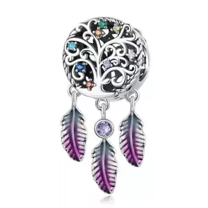 Dream Catcher Charm Tree Of Life Love Family Genuine 925 Sterling Silver - Picture 1 of 5