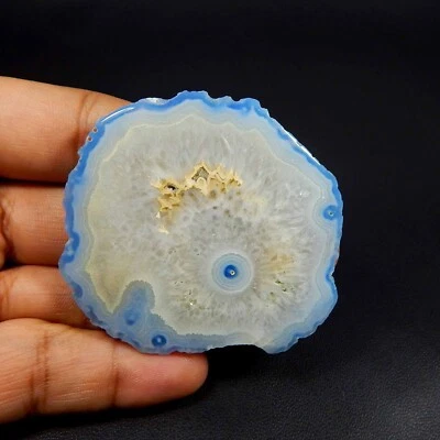 Небесно-голубой ломтик агата друзы кабошон натуральный жеода драгоценный камень россыпью 198 карат #7153 - Изображение 1 из 4