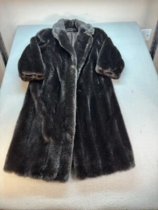 Vintage Women’s Black Full-length Faux Fur Coat Made In USA Style VI Ltd. - Picture 1 of 10