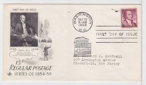 TurtlesTradingPost - John Jay 15 Cent #1046 - 1958 FDC Artcraft  - Picture 1 of 1