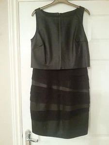 Label Lab black leather and chiffon dress size10 - Picture 1 of 2