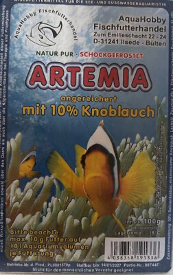Frostfutter 10xArtemia mit 10% Knoblauch 100g  Blister Zierfischfutter - Bild 1 von 2