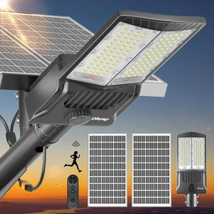 Luces de calle solares de 8800 W para exteriores, 6500 k luces de inundación solares LED de anochecer a amanecer - Imagen 1 de 8