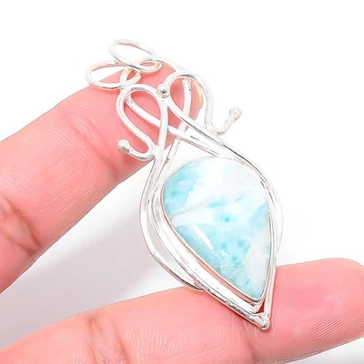 Larimar / Pactolita - Colgante República Dominicana Plata de Ley 925 2.42" P8401 Foto 1 de 4