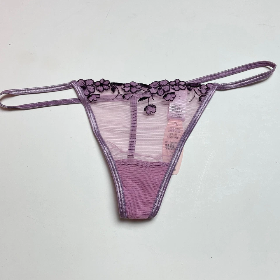 Vintage Victoria's Secret y2k Orchid V String Thong Panties, Sheer Mesh Panty S - Image 1 of 4
