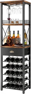 Homeiju Wine Rack Freestanding Floor, Bar Cabinets for Liquor and Glasses, 4-... - Picture 1 of 12