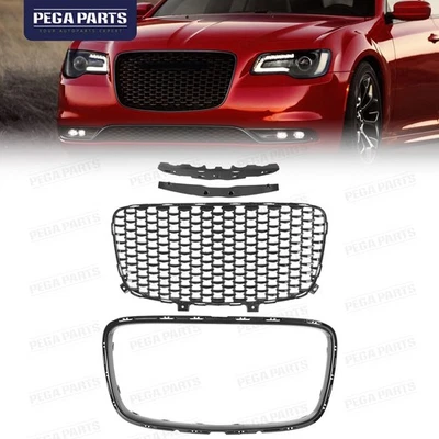 Gloss Black Front Bumper Upper Grille For 2015-2023 Chrysler 300 300C SRT Style Foto 1 de 4