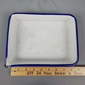 Vassoio Sviluppo Fotografico Smalto Blu e Bianco Vintage 5,5" x 8" - Foto 1 di 6