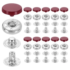 Set 20 chiusure a scatto, 12 mm #633 bottoni a pressione in lega di zinco, rosso scuro - Foto 1 di 6