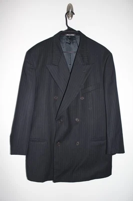 JAQUETA MANI AZUL MARINHO GIORGIO ARMANI 100% LÃ PEITO DUPLO tamanho 44R - Imagem 1 de 4