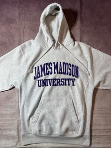 James Maddison University Hoodie Mens Medium Embroidered Logo Gray Heavyweight - Picture 1 of 11