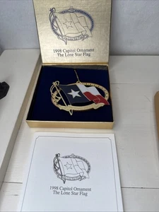 1998 Texas State Capitol Ornament THE LONE STAR FLAG in orig Box mit Broschüre NEUWERTIG - Bild 1 von 4