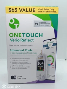 Diabetes OneTouch Verio Reflect STARTER KIT with 25 TEST STRIPS & 10 LANCETS! - Picture 1 of 11
