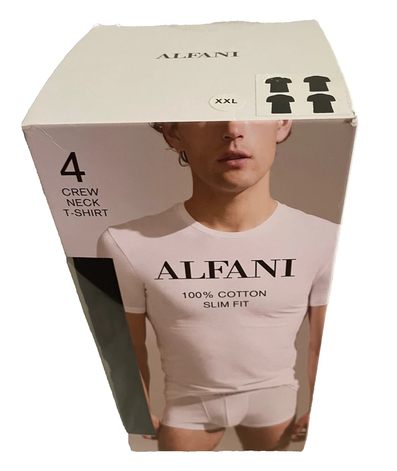 Alfani Men's Black 4-Pk Slim-Fit Solid Cotton T-Shirts XXL 41-43