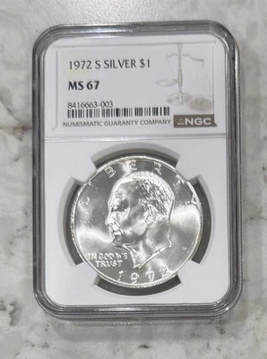 1972 S NGC MS67 SILVER IKE EISENHOWER DOLLAR JUST GRADED! - Image 1 of 2