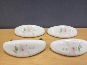 Vintage Porcelain Floral Lenape Hardware Drawer Pull Cottage Cabinet Handle Set - Picture 1 of 11