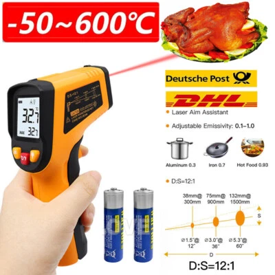 -50-600°C Backen Laser Infrarot Thermometer Temperaturmessgerät Temperaturmesser