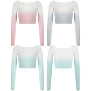 Kids Girls Coat Ballet Sweater Performance Crop Top Warm-Up Jacket Tops Ribbed - Picture 1 of 33