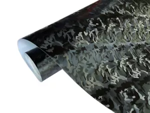 3D Ghost Schwarz Camouflage Auto Folie Hologramm Blasenfrei / Luftkanäle 14€/m² - Bild 1 von 7