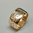 ART DECO VINTAGE 14K YELLOW GOLD THICK ORNATE BAND RING SZ 6.5