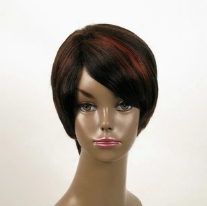 perruque femme afro 100% cheveux naturel courte méchée noir/rouge WHIT 01/1b410 - Imagen 1 de 9