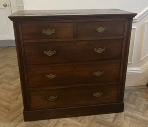 Large Edwardian Satinwood Antique Chest Of 2 Over 3 Graduated Drawers - Picture 1 of 20