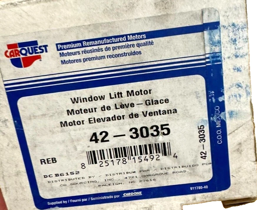 Motor elevador de ventana eléctrico Carquest Cardone Reman 42-3035 se adapta a Ford 1998-2003 Foto 1 de 3