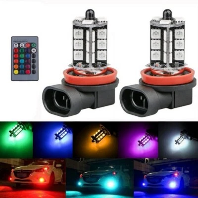 2X H11 H9 H8 5050 LED 27SMD Car Headlight Fog Light Lamp Bulb W/ Remote Control - Image 1 of 4